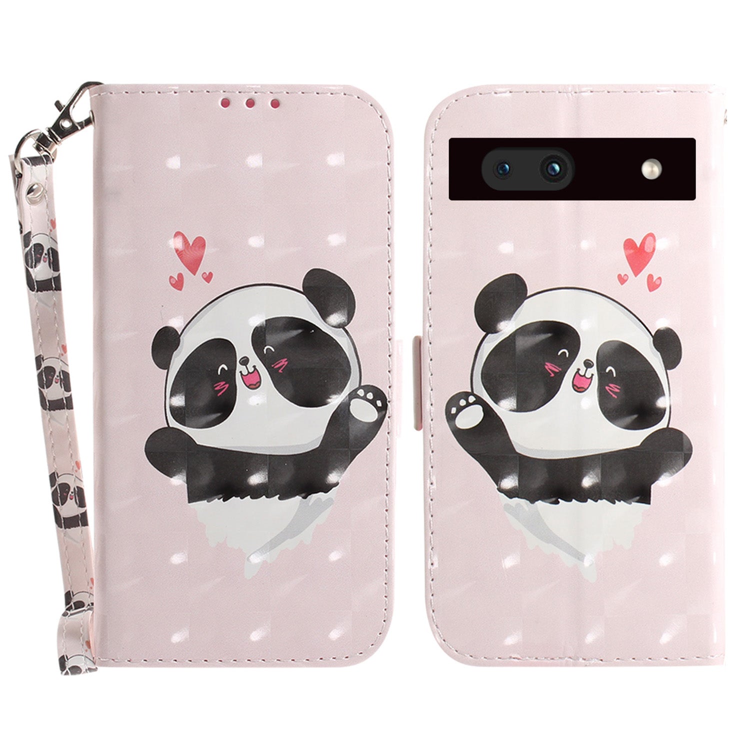 Shockproof Phone Cover Stand for Google Pixel 7a PU Leather 3D Pattern Printing Phone Flip Wallet Case with Strap Shockproof Phone Cover Stand for Google Pixel 7a PU Leather 3D Pattern Printing Phone Flip Wallet Case with Strap